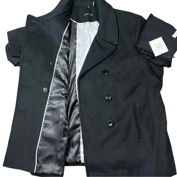 NWT Calvin Klein Wool Cashmere Black Peacoat sz 2X - Picture 6 of 15
